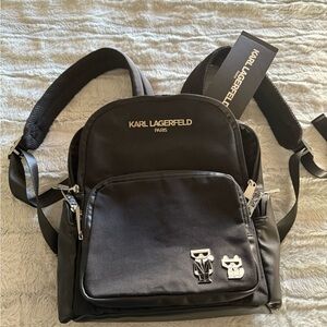 Karl Lagerfeld Black Backpack with Iconic Details